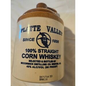 Platte Valley Corn Whiskey Stoneware Jug McCormick Distilling Bottle Rustic